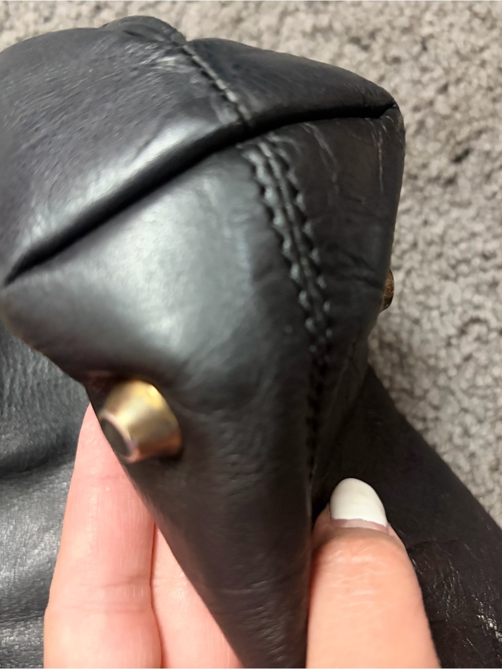 Chloé Black Leather Tote with Gold Accents - Picture 10 of 16